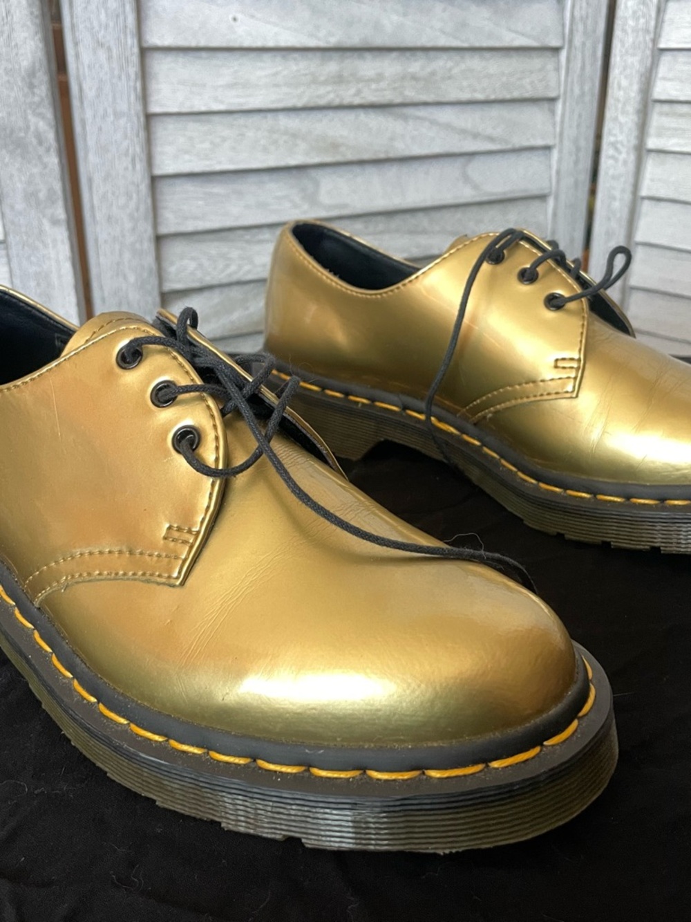 Dr. Martens Metallic Gold Lace-Up  Oxfords 8